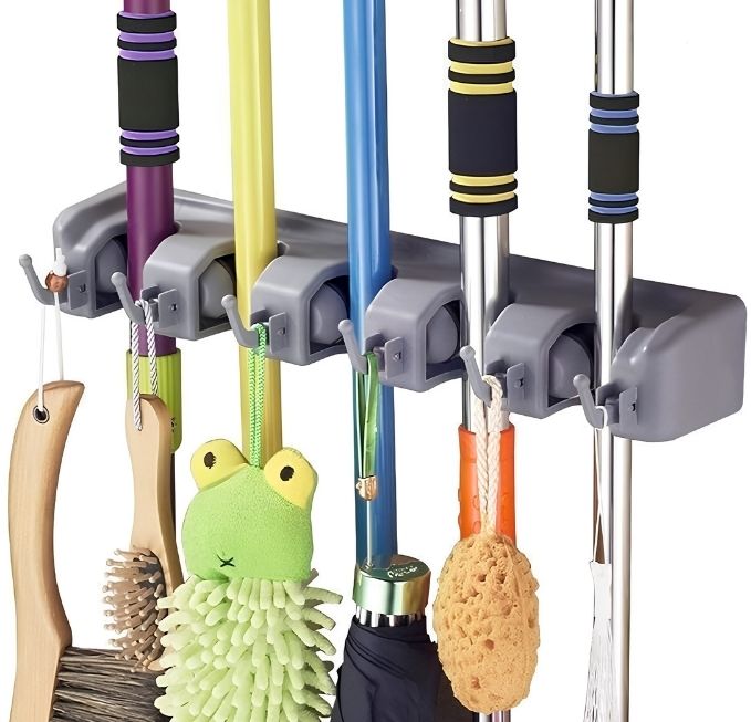 wall mounted mop and broom holder organizer